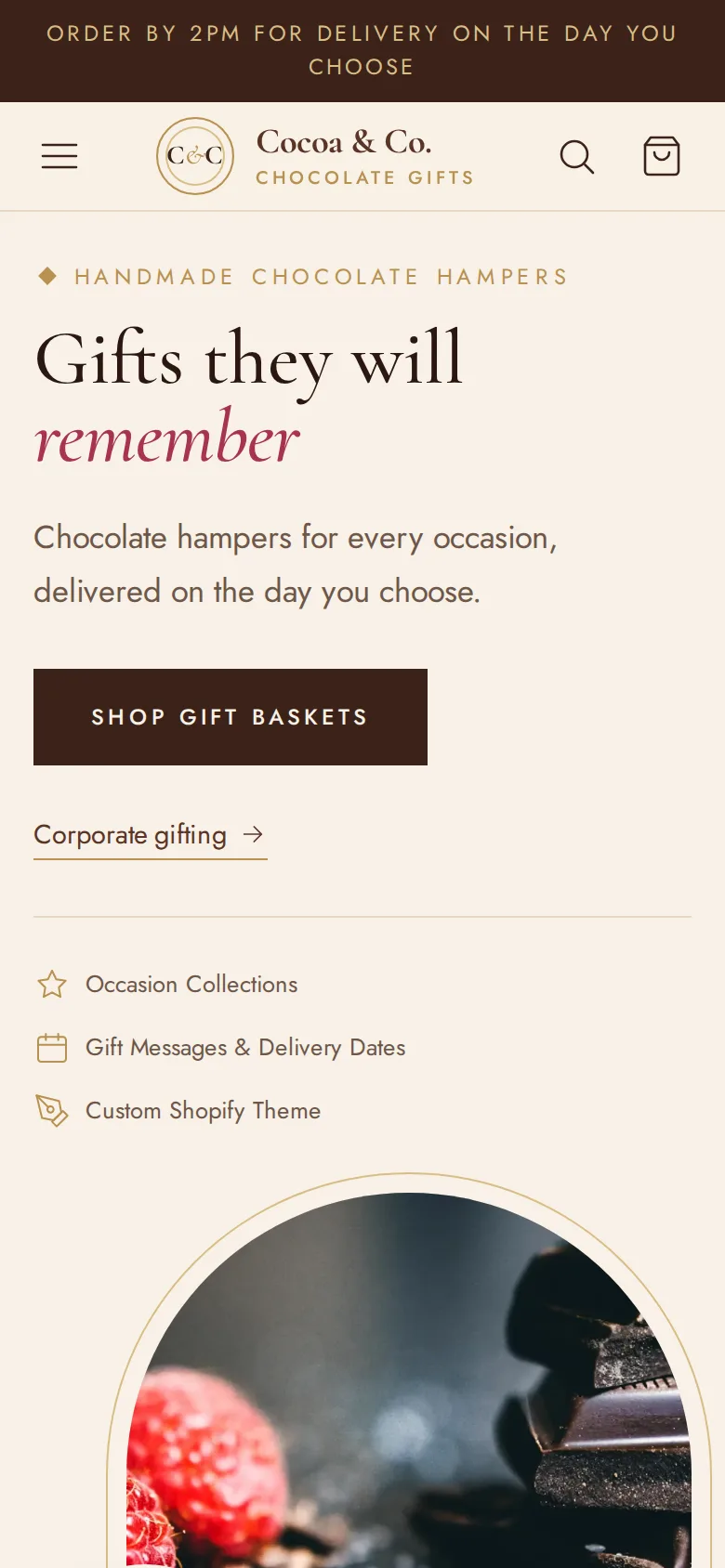 Cocoa & Co. Gifts demo on a phone