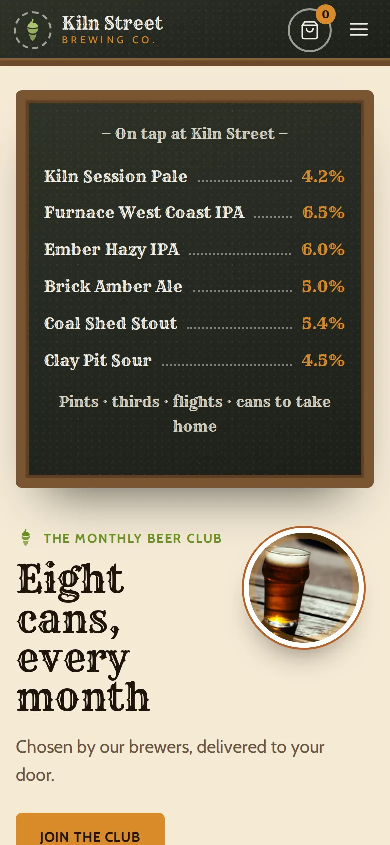 Kiln Street Brewing demo on a phone