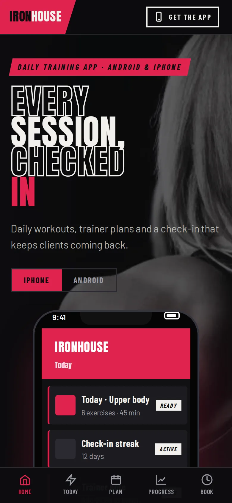 Ironhouse Training demo on a phone