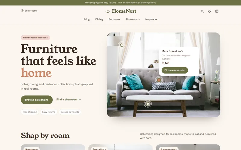 HomeNest demo — home page