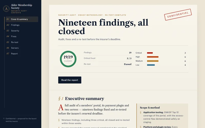 Alder Membership Society demo — home page
