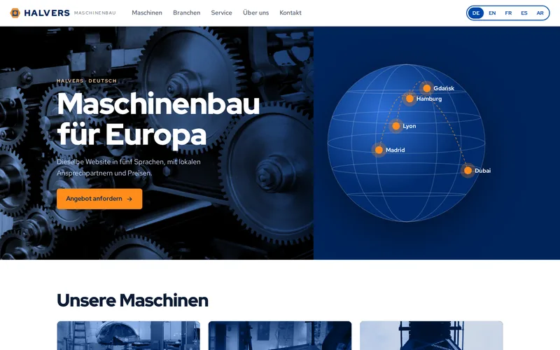 Halvers Machinery demo — home page