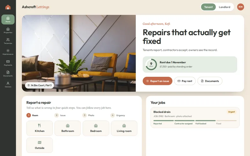 Ashcroft Lettings demo — home page