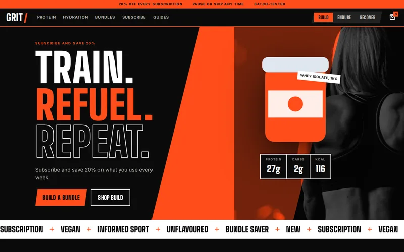Grit Nutrition demo — home page