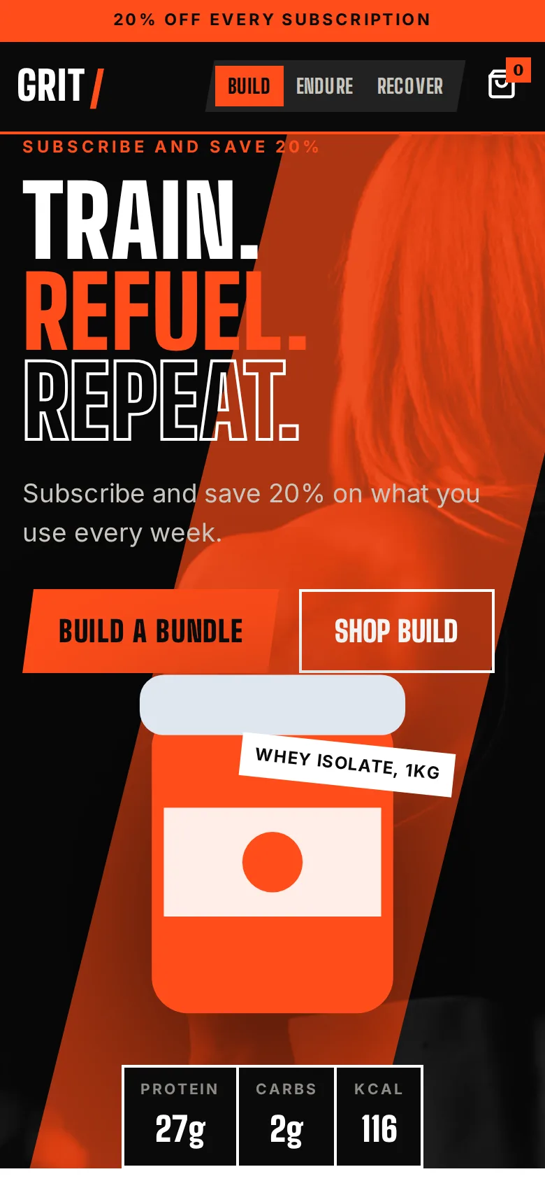 Grit Nutrition demo on a phone