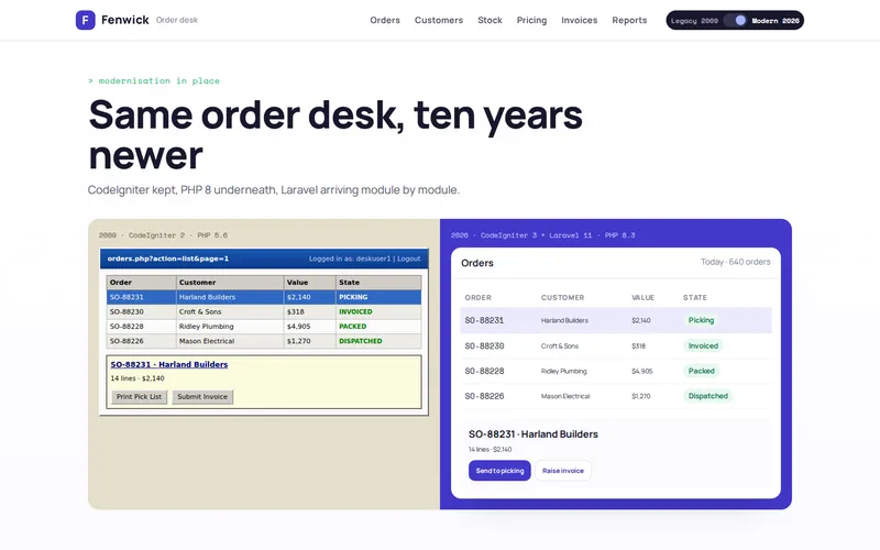 Fenwick Trade Supplies demo — home page